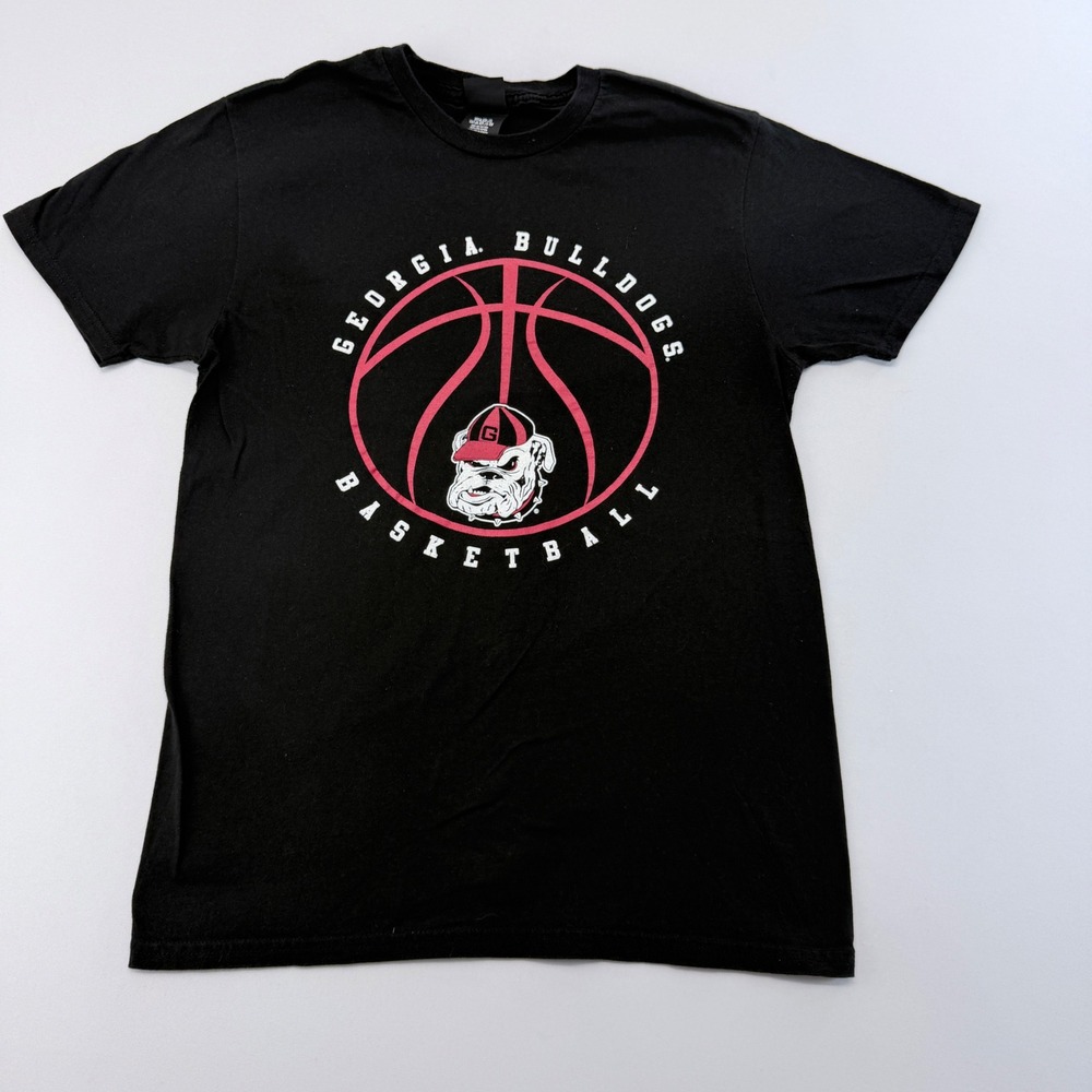 Georgia Bulldogs Basketball T-Shirt Hanes Perfect-T Black Small UGA Mascot Tee